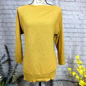 Cable & Gauge Ribbed Boat Neck Tunic - Golden - size L